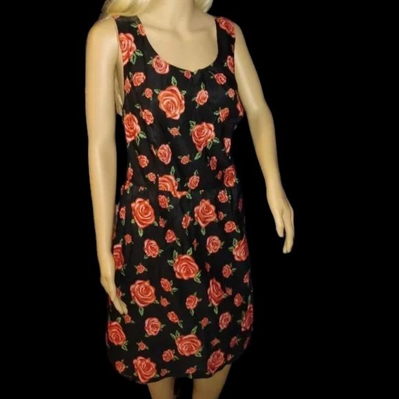 Carlota Chic Rose Print Fit & Flare Sleeveless Scoop Neck Dress - XL - Picture 1 of 15